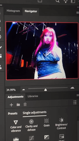 Pink-haired person photographed in Milan photo editing session