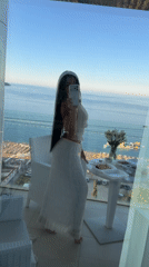 Women document dining and selfies on Montenegro coast balconies