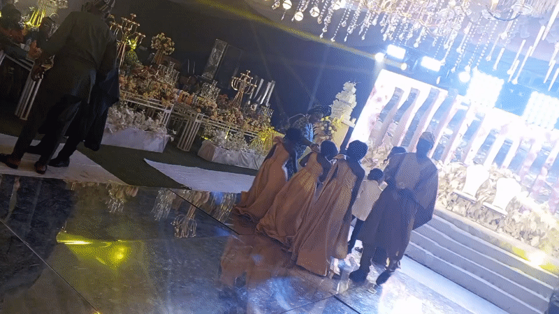 Wedding reception documented in Jos, Nigeria with decorative preparations