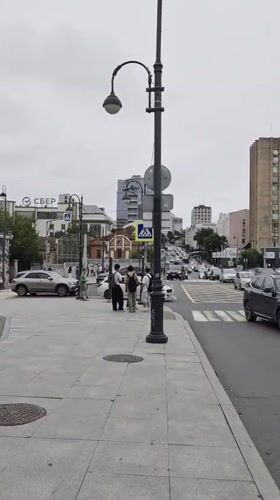 Street scenes from central Vladivostok on a cloudy August morning