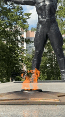 Visitor documents WWII memorial with eternal flame in Izhevsk