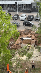 Tree removal crews conduct morning maintenance operations in Izhevsk