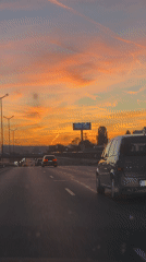 Driver captures sunset highway scene in Sofia