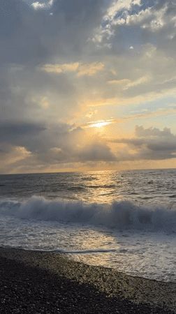 Batumi sunset beach and iconic fountain sculpture, July 2026