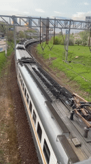 Gray train with yellow stripes observed in Khimki, Russia