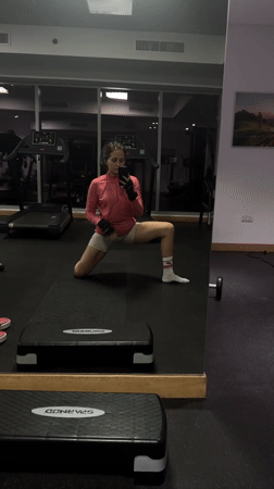 Woman documents gym visit with elevator selfie in Dubai