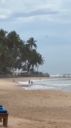 Overcast morning captures tranquil Mirissa Beach scene in Sri Lanka