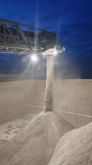 Nighttime cargo operations documented at Shcheleiki port facility