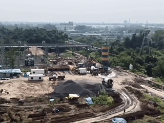 Industrial construction meets rural landscape in Budhni, India