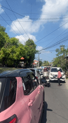 Traffic scene captured in North Kuta, Indonesia