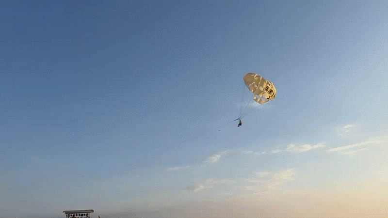 Parasailing and sunset on an Alanya beach