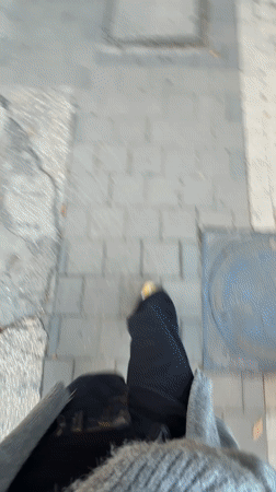 Early morning pedestrian spotted on Tel Aviv sidewalk