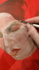 Artist creates portrait painting in Gelendzhik studio session