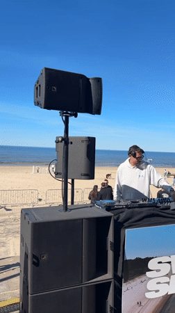 DJ performs beach set in sunny Jūrmala, Latvia