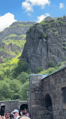 Morning documentation of Geghard Monastery exterior in Armenia