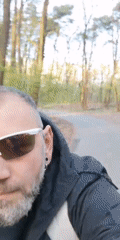 Man records selfie video on Pardubice pathway