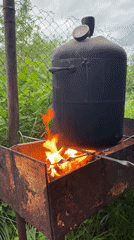 Outdoor cooking session documented in Chaikovsky, Russia