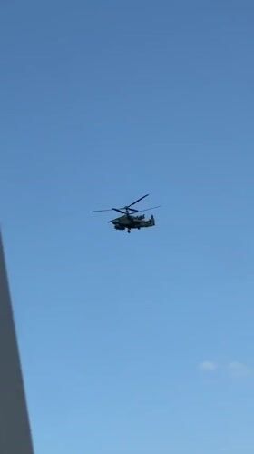 Military helicopter spotted flying over Krasnodar, Russia