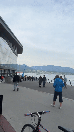 Late-night waterfront activity documented around Vancouver's Canada Place district