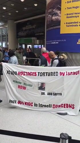 Pro-Palestinian demonstration unfolds at JFK Airport terminal
