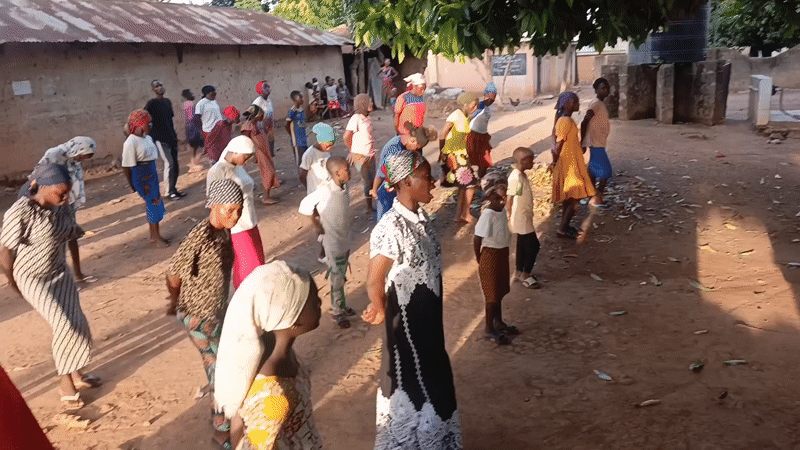 Community dance gathering brings together women and children in Akwanga