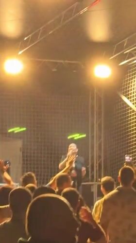 Female singer performs evening concert in Plovdiv, Bulgaria