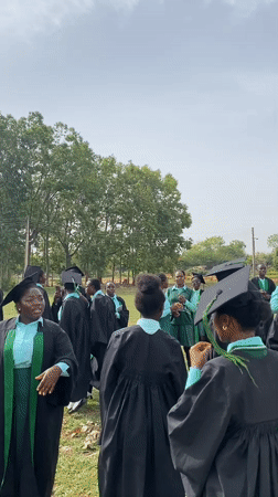 Graduates gather on campus field in Bukuru, Nigeria