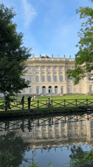 Afternoon scenes captured at Milan park with classical architecture