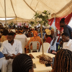 Wedding celebration observed under decorated tent in Lafia, Nigeria