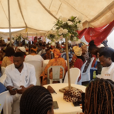 Wedding celebration observed under decorated tent in Lafia, Nigeria