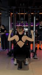 Woman exercises at gym in Perm, Russia