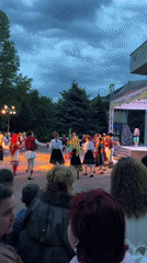 Traditional folk dancers perform at outdoor cultural event in Sevlievo