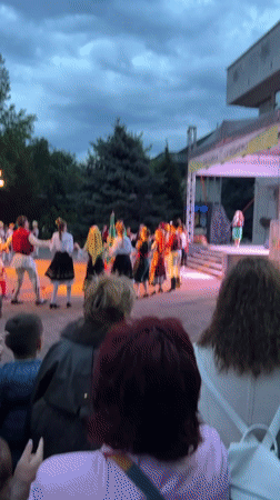 Traditional folk dancers perform at outdoor cultural event in Sevlievo