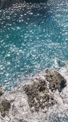 Morning coastal waves filmed in Petrovac na Moru
