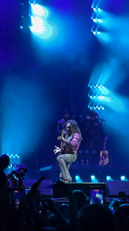 Live concert in Belgrade: guitarist with dreadlocks rocks the stage