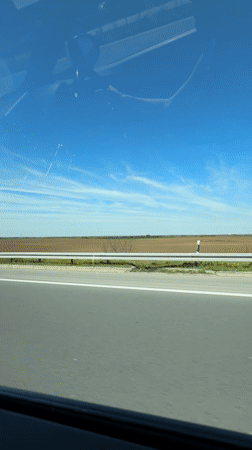 Highway traffic recorded near Dobanovci on sunny April morning