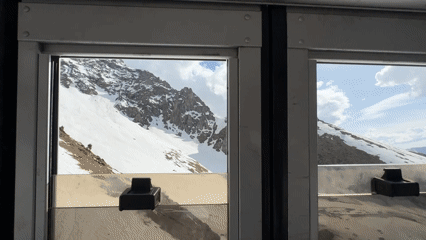 Mountain views captured from cable car in Almaty
