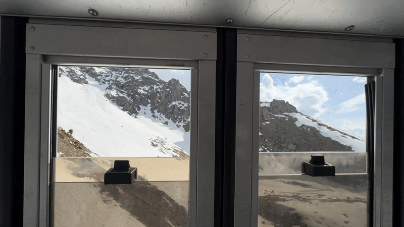 Mountain views captured from cable car in Almaty