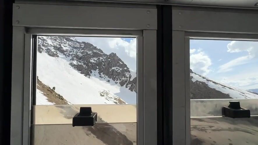 Mountain views captured from cable car in Almaty