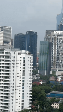 Dawn aerial views and breakfast overlooking Kuala Lumpur skyline