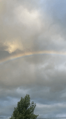 Rainbow appears over Sumalao, Argentina during evening storm