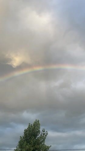 Rainbow appears over Sumalao, Argentina during evening storm