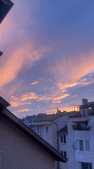 Balcony views of a colorful sunset over Varna, Bulgaria