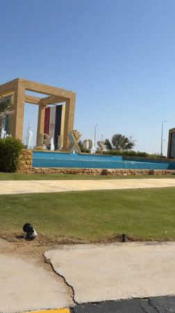 Rixos resort entrance and street traffic in Sharm El Sheikh