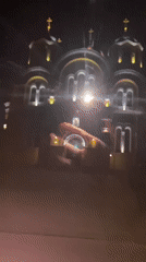Orthodox church filmed at night in Kyiv