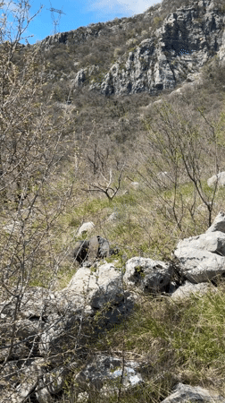 Hiker observed moving through mountainous terrain near Donji Pobori