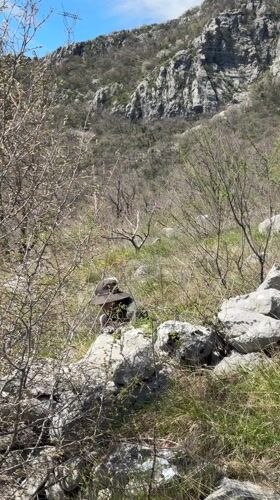 Hiker observed moving through mountainous terrain near Donji Pobori
