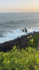 Ordinary beach day documented along Mirissa's rocky coastline
