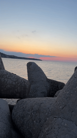Sunset captured over Black Sea at Varna coastal defenses