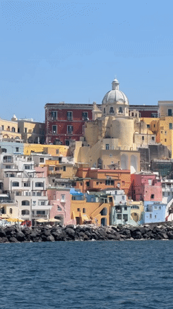 Morning coastal scenes captured around Procida's colorful harbor